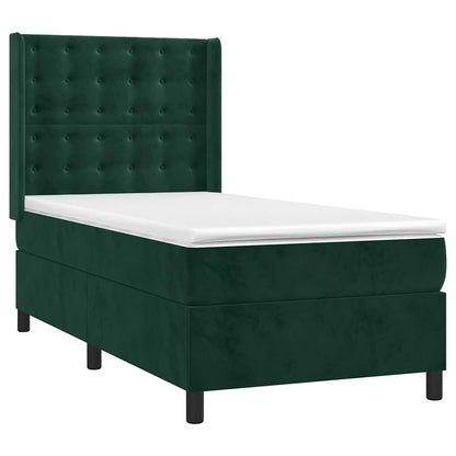 Giroletto a Molle con Materasso Verde Scuro 90x200 cm Velluto | homemem39