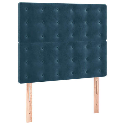 Giroletto a Molle con Materasso Blu Scuro 90x200 cm in Velluto