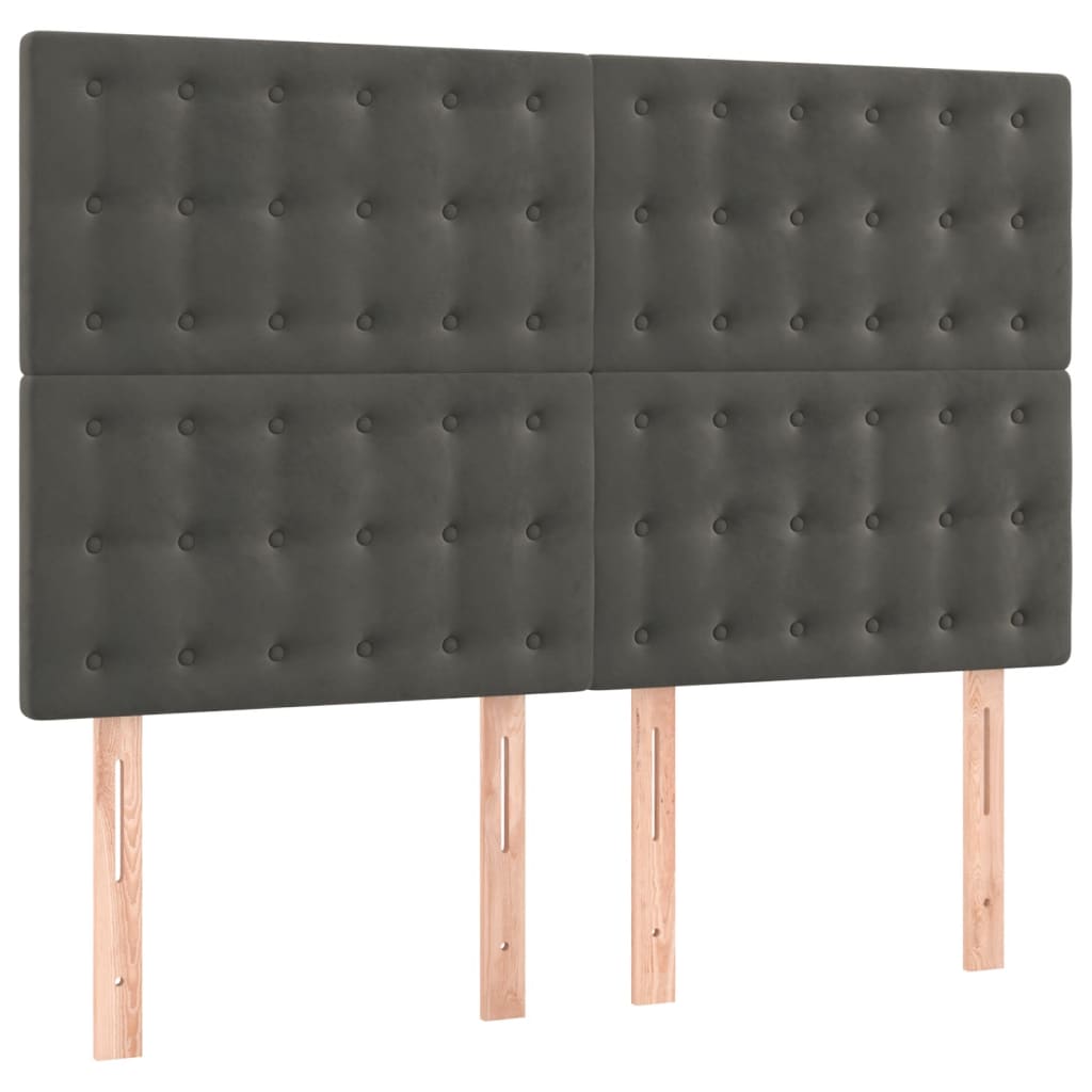 Giroletto a Molle con Materasso Grigio Scuro 140x190 cm Velluto - homemem39