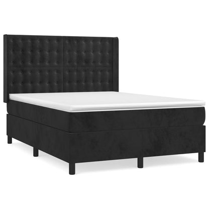 Giroletto a Molle con Materasso Nero 140x190 cm in Velluto | homemem39