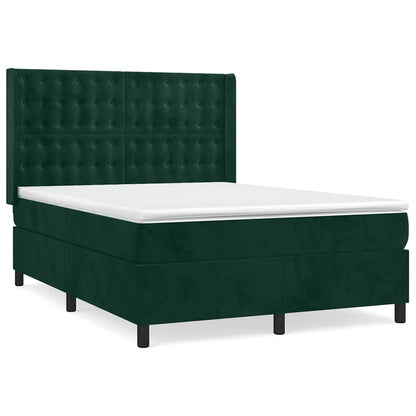 Giroletto a Molle con Materasso Verde Scuro 140x190 cm Velluto | homemem39