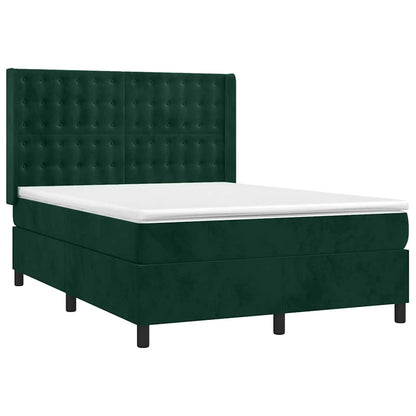 Giroletto a Molle con Materasso Verde Scuro 140x190 cm Velluto | homemem39
