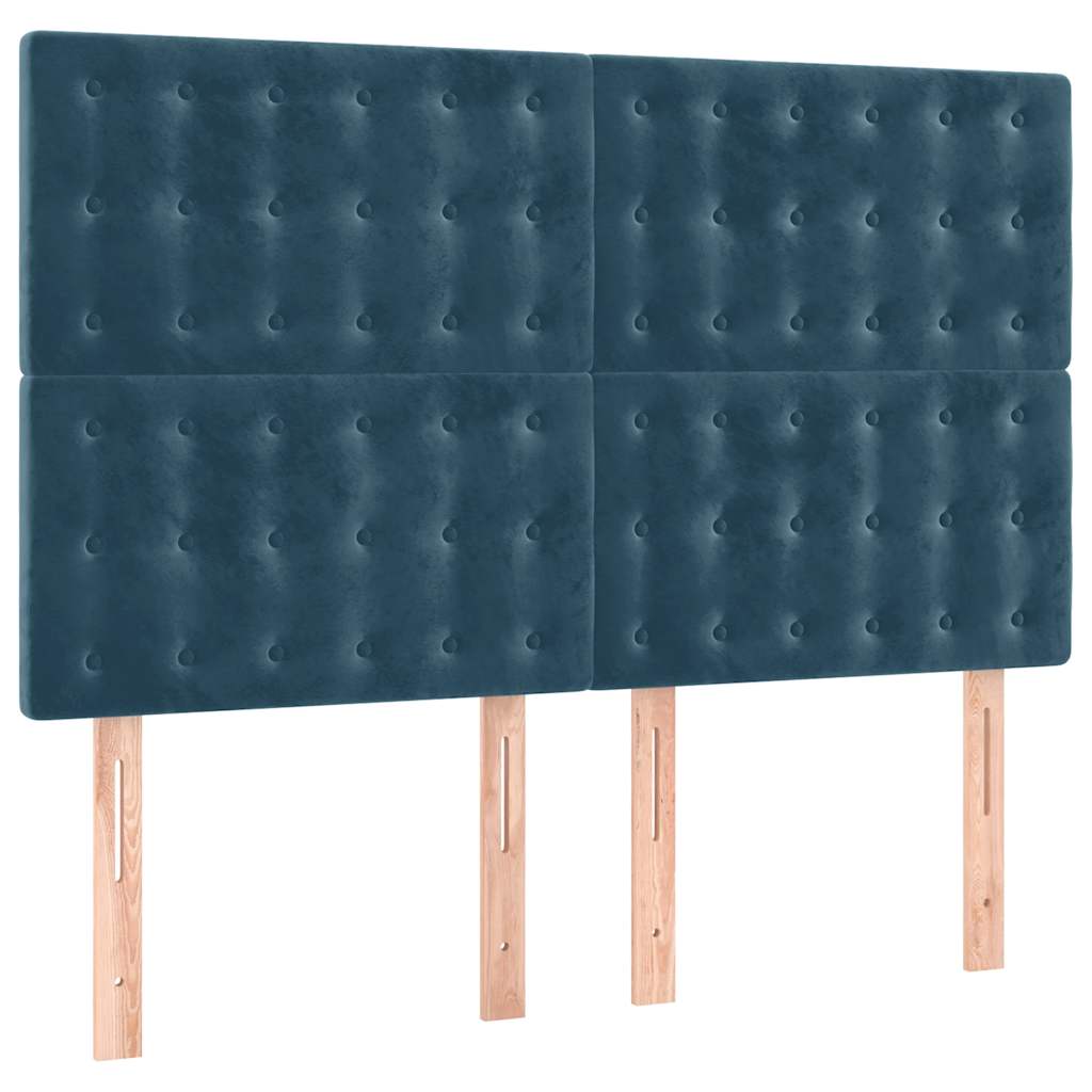 Giroletto a Molle con Materasso Blu Scuro 140x190 cm in Velluto | homemem39