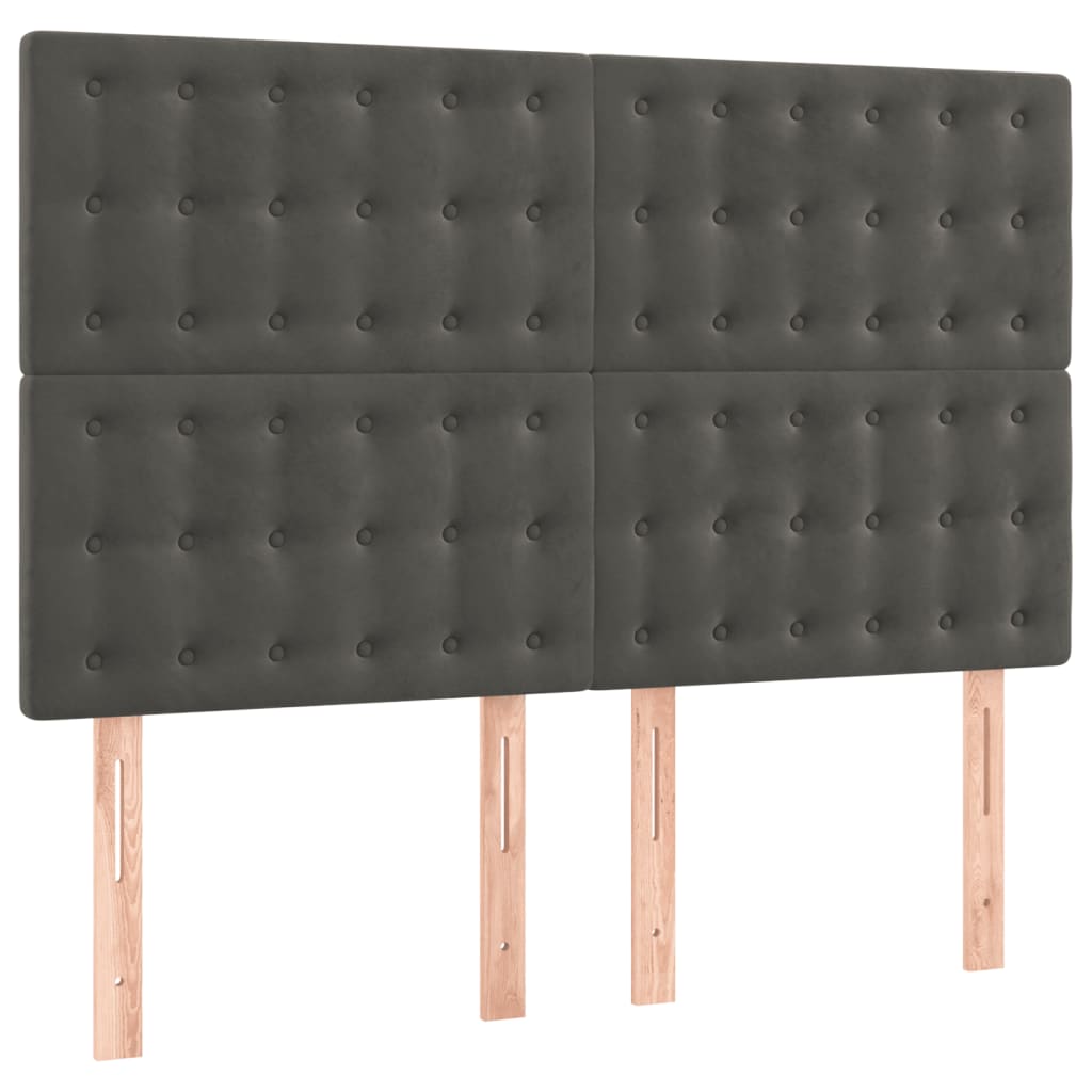 Giroletto a Molle con Materasso Grigio Scuro 140x200 cm Velluto - homemem39