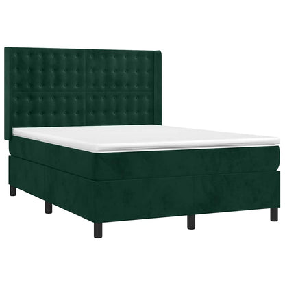 Giroletto a Molle con Materasso Verde Scuro 140x200 cm Velluto | homemem39