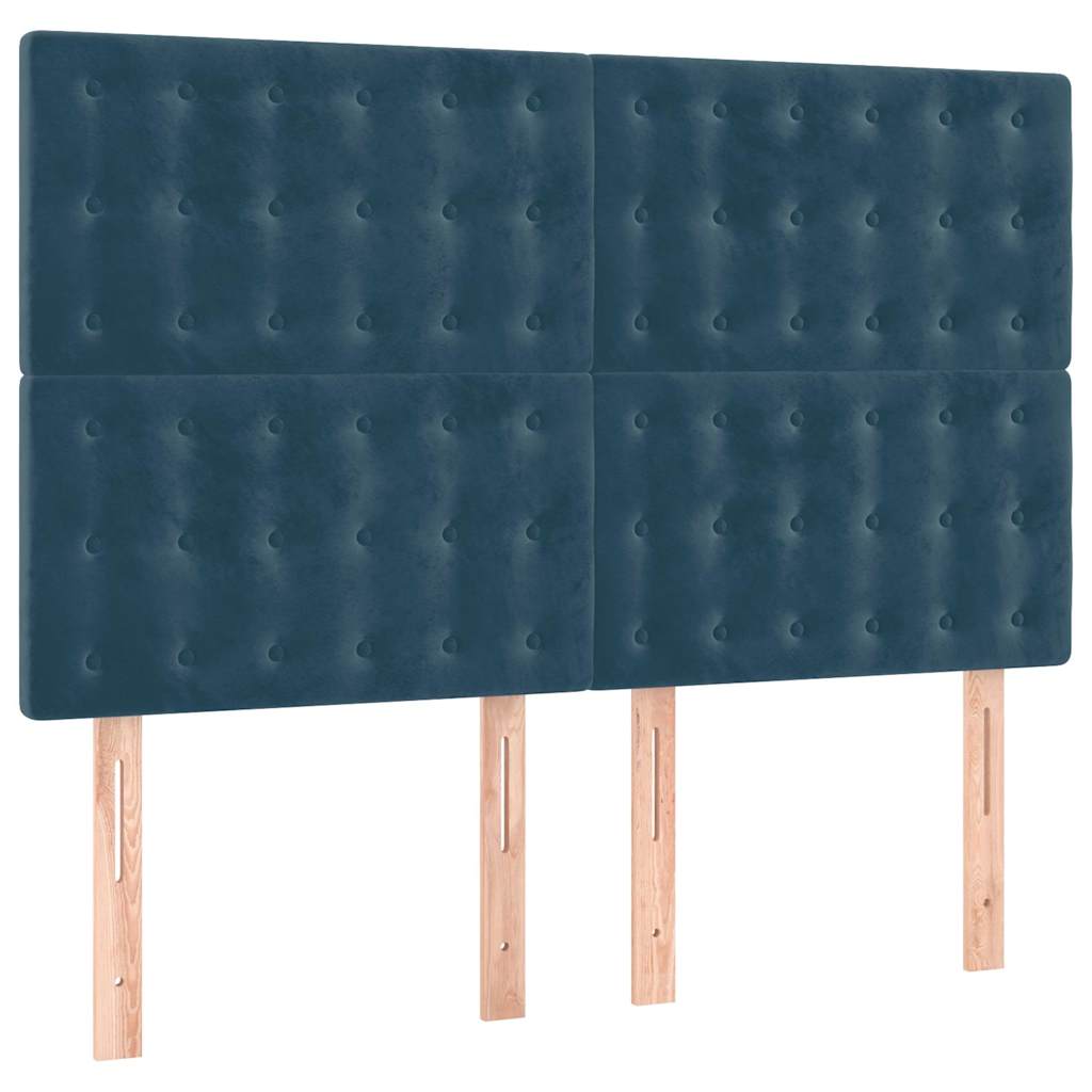 Giroletto a Molle con Materasso Blu Scuro 140x200 cm in Velluto