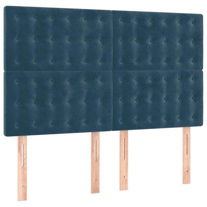 Giroletto a Molle con Materasso Blu Scuro 140x200 cm in Velluto