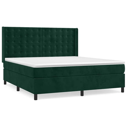 Giroletto a Molle con Materasso Verde Scuro 160x200 cm Velluto | homemem39