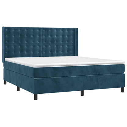 Giroletto a Molle con Materasso Blu Scuro 160x200 cm in Velluto | homemem39