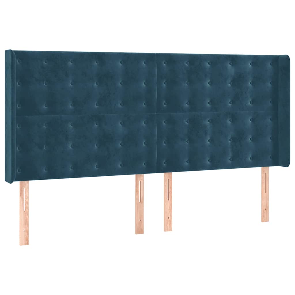 Giroletto a Molle con Materasso Blu Scuro 160x200 cm in Velluto