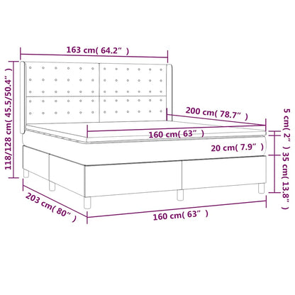 Giroletto a Molle con Materasso Blu Scuro 160x200 cm in Velluto | homemem39