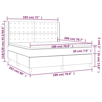 Giroletto a Molle con Materasso Blu Scuro 180x200 cm in Velluto | homemem39