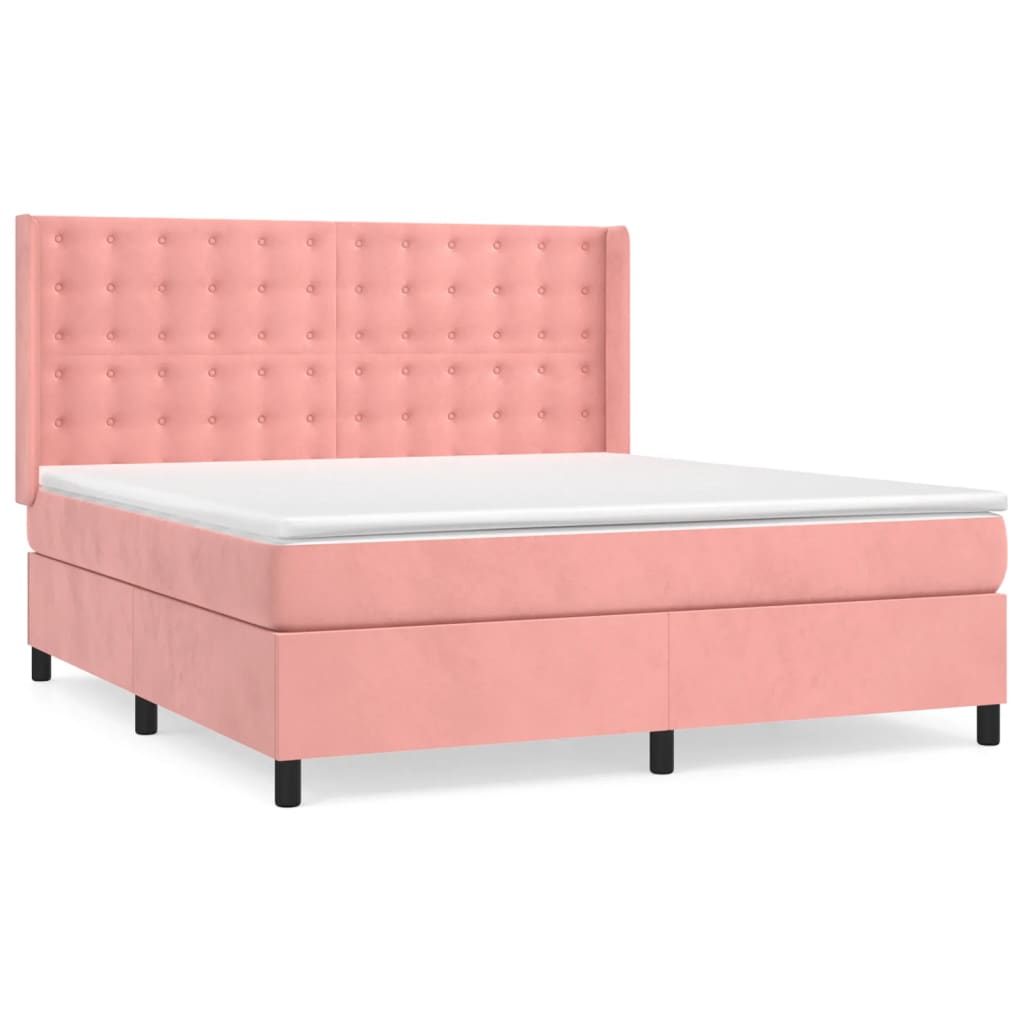 Giroletto a Molle con Materasso Rosa 180x200 cm in Velluto | homemem39