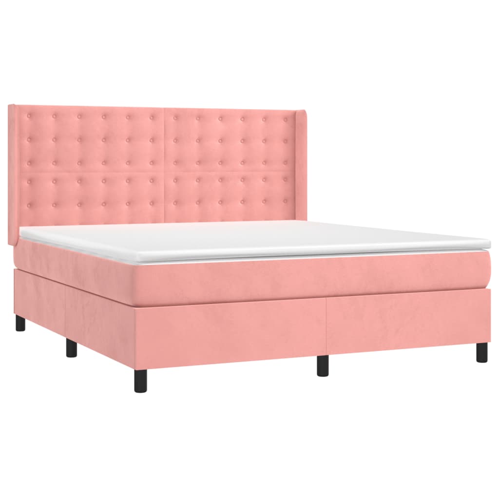 Giroletto a Molle con Materasso Rosa 180x200 cm in Velluto | homemem39