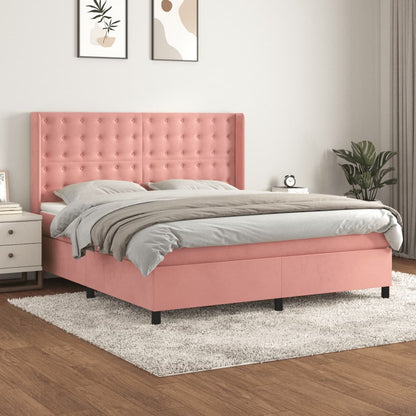 Giroletto a Molle con Materasso Rosa 180x200 cm in Velluto | homemem39