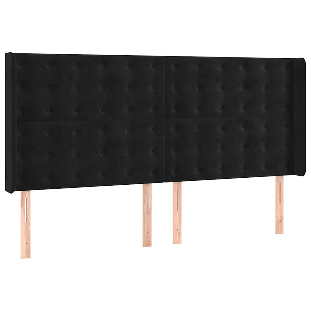 Giroletto a Molle con Materasso Nero 200x200 cm in Velluto