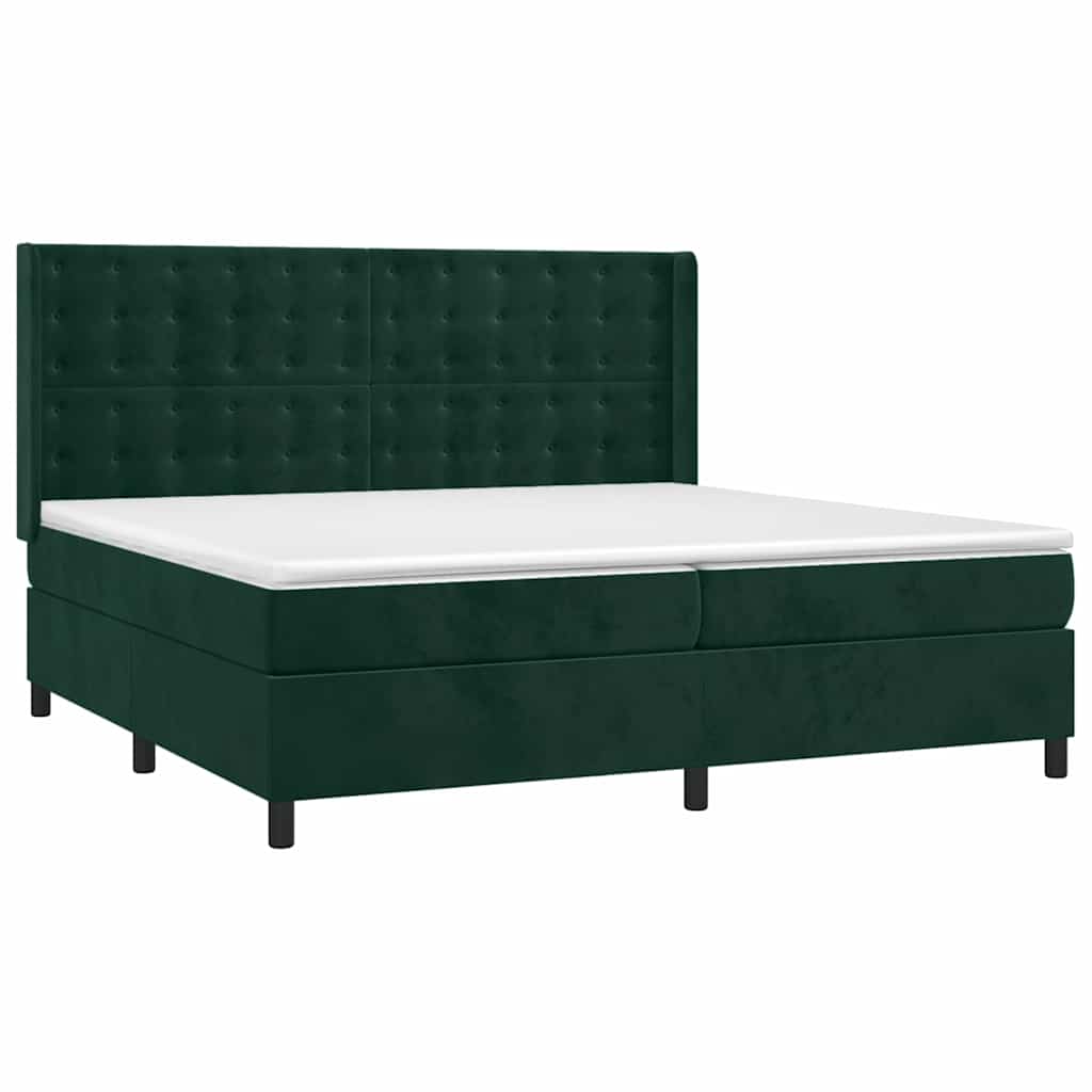 Giroletto a Molle con Materasso Verde Scuro 200x200 cm Velluto | homemem39