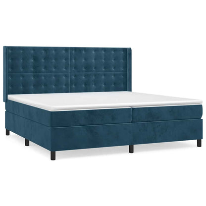 Giroletto a Molle con Materasso Blu Scuro 200x200 cm in Velluto | homemem39