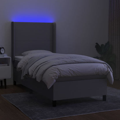 Letto a Molle Materasso e LED Grigio Chiaro 80x200 cm Tessuto | homemem39