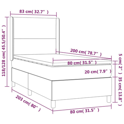 Letto a Molle Materasso e LED Grigio Chiaro 80x200 cm Tessuto | homemem39