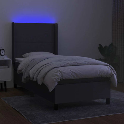 Letto a Molle Materasso e LED Grigio Scuro 80x200 cm in Tessuto - homemem39