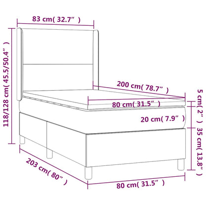 Letto a Molle con Materasso e LED Nero 80x200 cm in Tessuto | homemem39