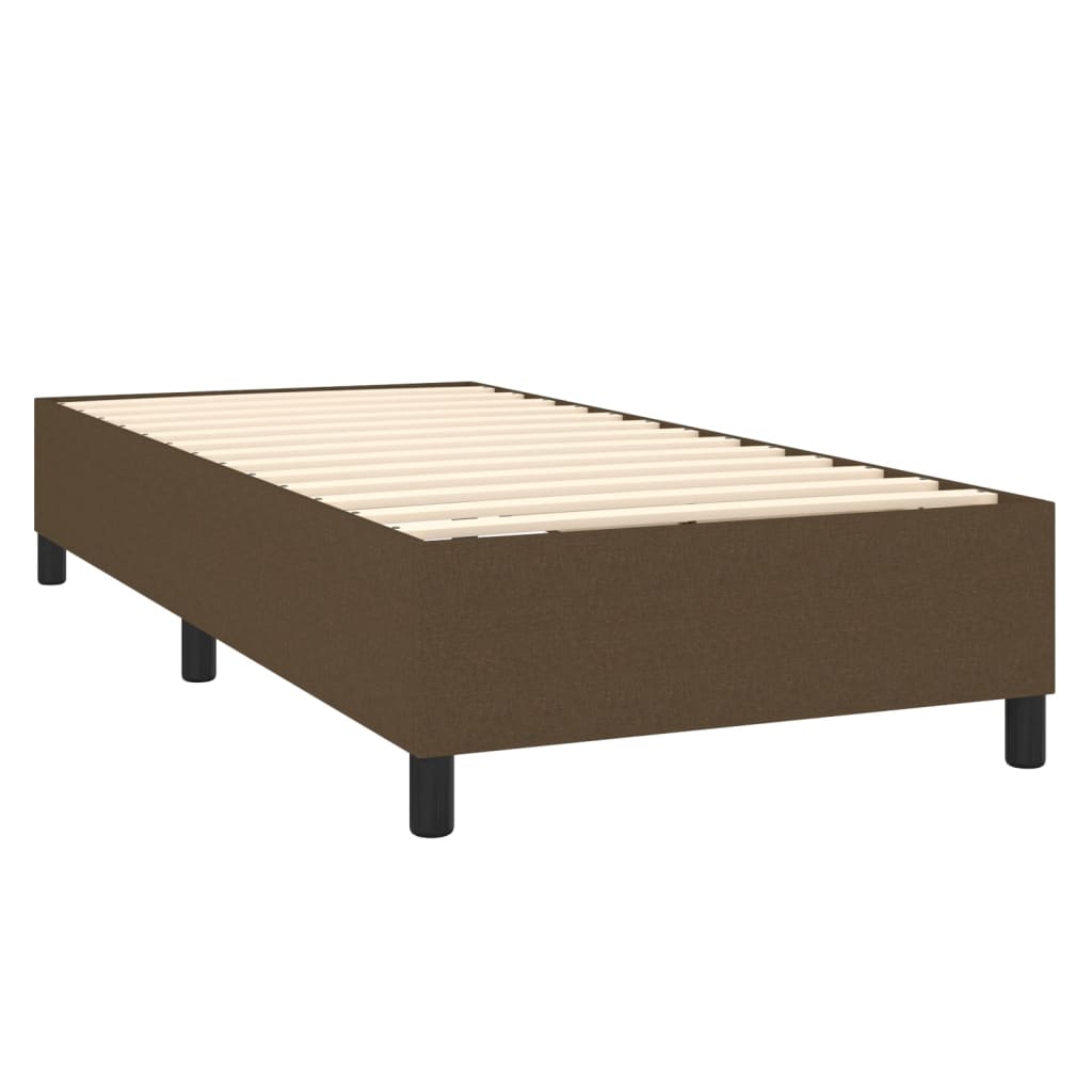 Letto a Molle Materasso e LED Marrone Scuro 80x200cm in Tessuto | homemem39