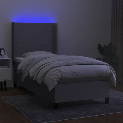 Letto a Molle Materasso e LED Grigio Chiaro 90x190 cm Tessuto | homemem39