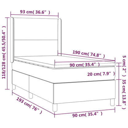 Letto a Molle con Materasso e LED Crema 90x190 cm in Tessuto | homemem39