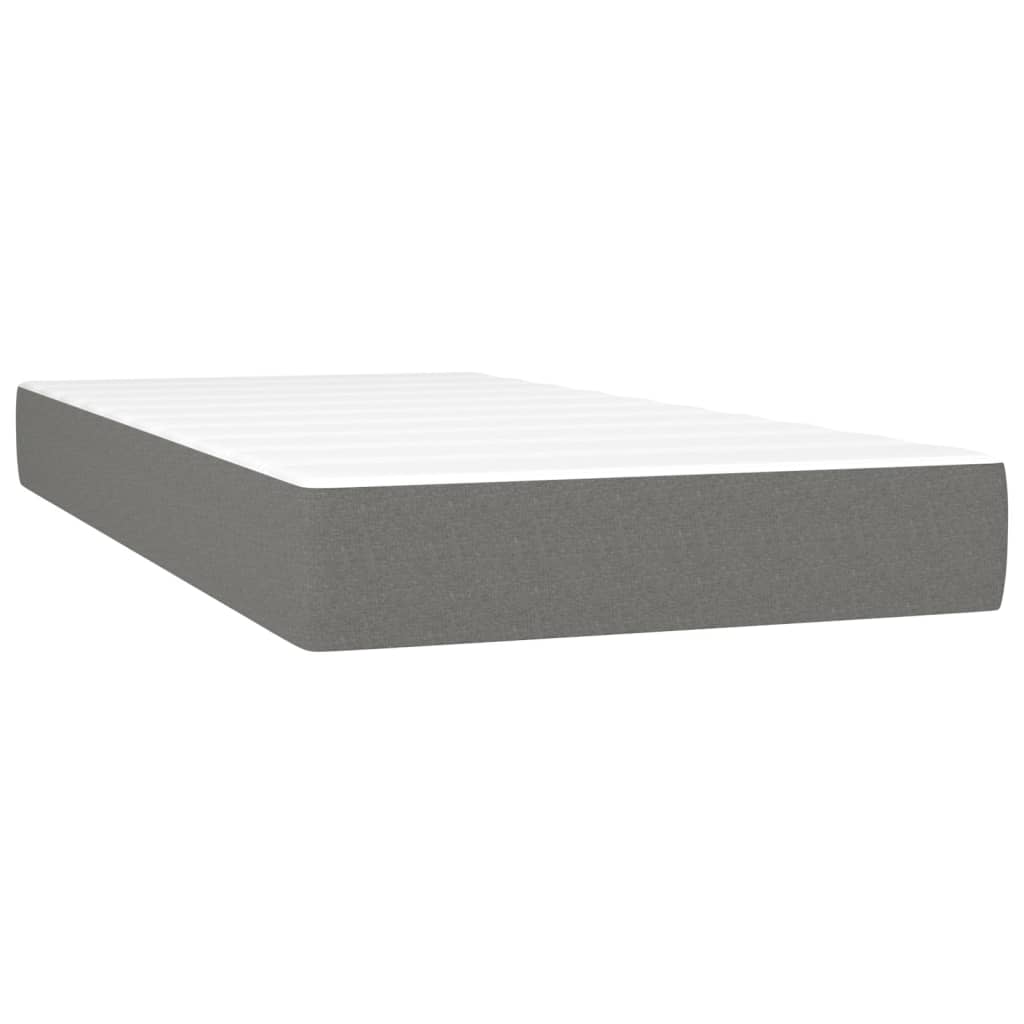 Letto a Molle Materasso e LED Grigio Scuro 100x200cm in Tessuto | homemem39