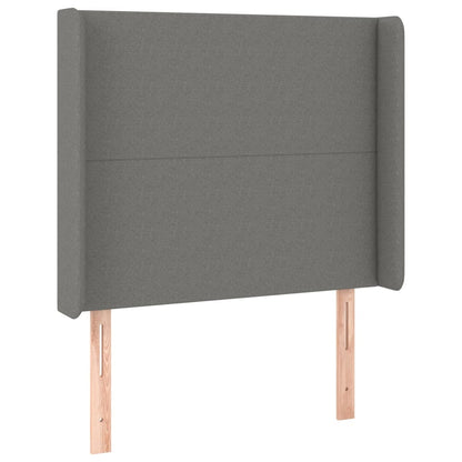 Letto a Molle Materasso e LED Grigio Scuro 100x200cm in Tessuto | homemem39
