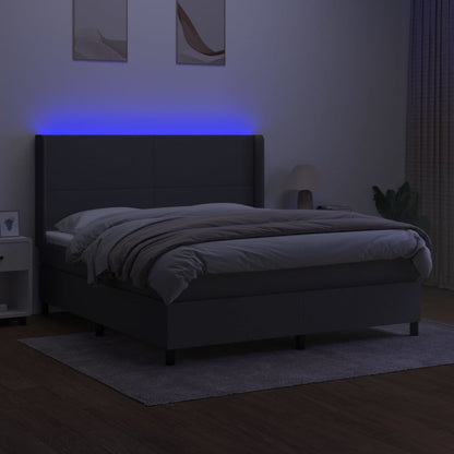 Letto a Molle Materasso e LED Grigio Scuro 160x200cm in Tessuto - homemem39