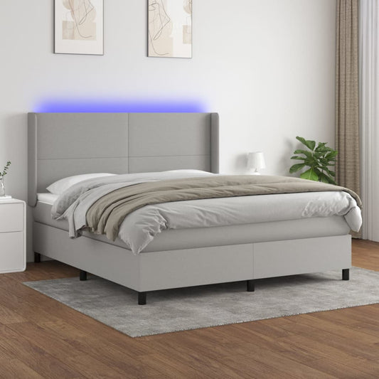 Letto a Molle Materasso e LED Grigio Chiaro 180x200 cm Tessuto - homemem39
