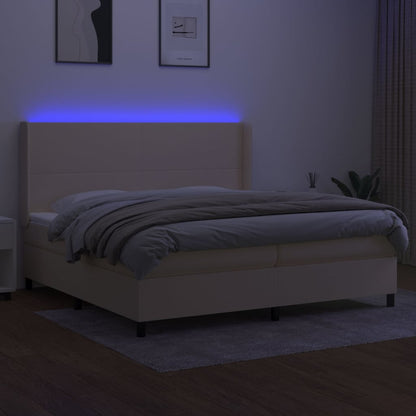 Letto a Molle Materasso e LED bianco 200x200cm in Tessuto - homemem39
