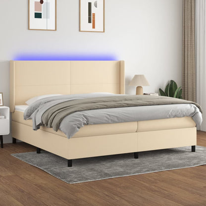 Letto a Molle Materasso e LED bianco 200x200cm in Tessuto - homemem39