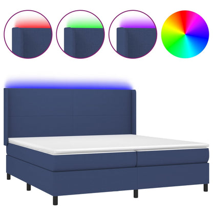 Letto a Molle Materasso e LED Blu 200x200cm in Tessuto - homemem39