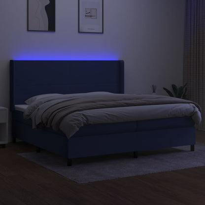Letto a Molle Materasso e LED Blu 200x200cm in Tessuto - homemem39