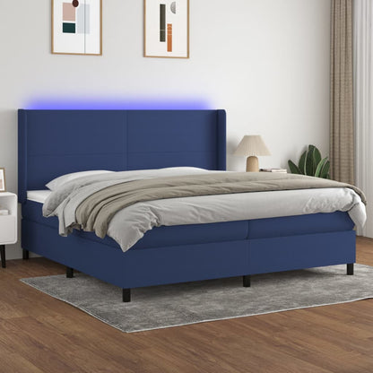 Letto a Molle Materasso e LED Blu 200x200cm in Tessuto - homemem39