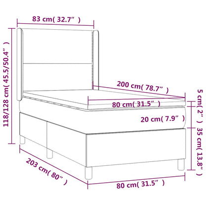 Letto a Molle con Materasso e LED Nero 80x200 cm in Tessuto | homemem39