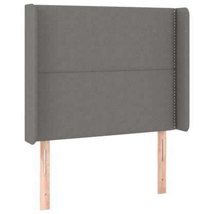 Letto a Molle Materasso e LED Grigio Scuro 90x190 cm in Tessuto