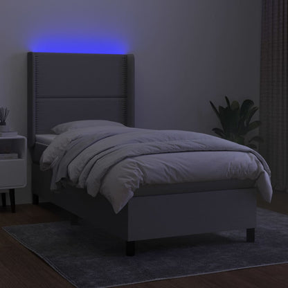 Letto a Molle Materasso e LED Grigio Chiaro 90x200 cm Tessuto - homemem39