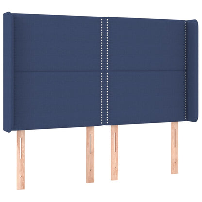 Letto a Molle con Materasso e LED Blu 140x200 cm in Tessuto