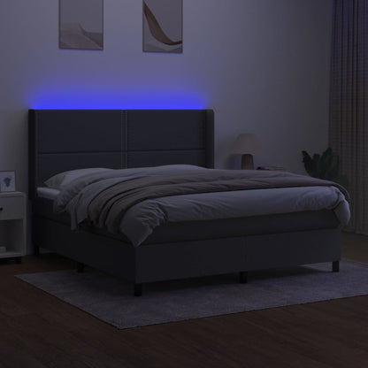 Letto a Molle Materasso e LED Grigio Scuro 180x200cm in Tessuto - homemem39