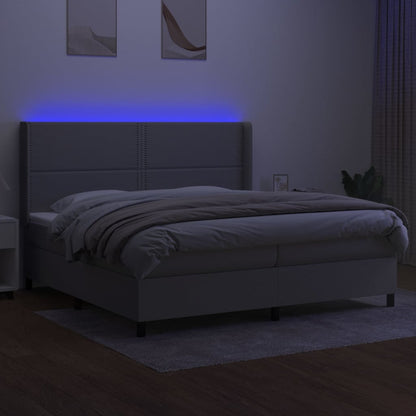 Letto a Molle Materasso e LED Grigio Chiaro 200x200 cm Tessuto - homemem39