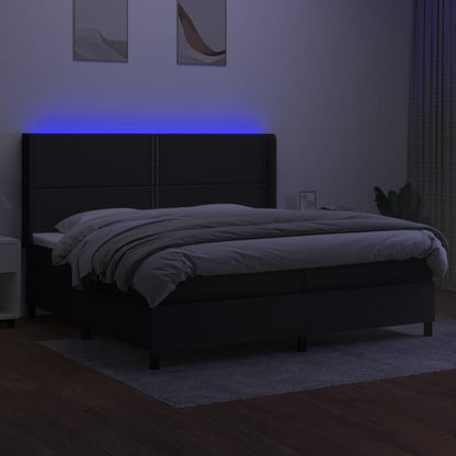 Letto a Molle Materasso e LED Nero 200x200cm in Tessuto - homemem39