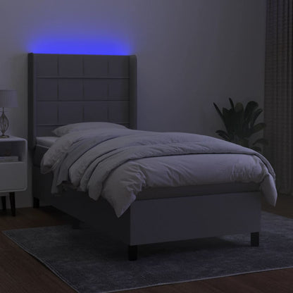 Letto a Molle Materasso e LED Grigio Chiaro 100x200 cm Tessuto - homemem39