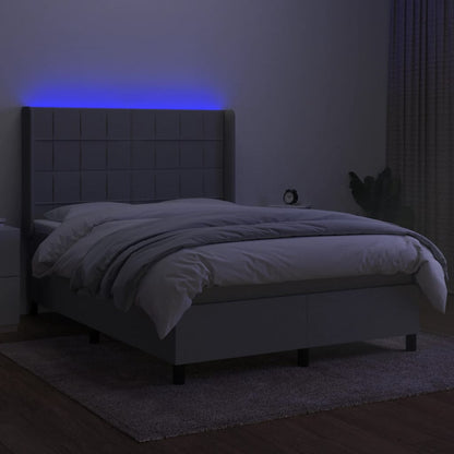 Letto a Molle Materasso e LED Grigio Chiaro 140x190 cm Tessuto | homemem39