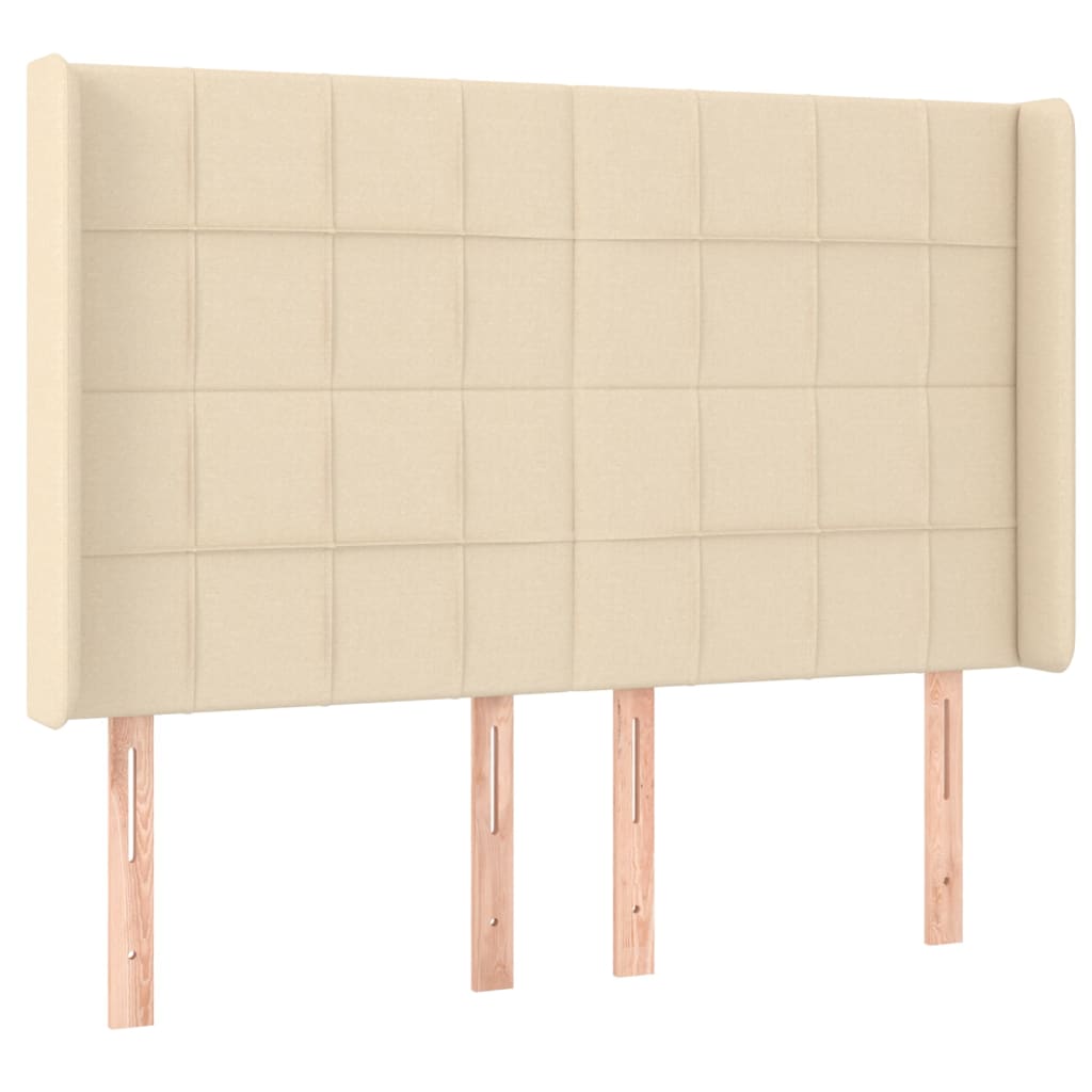 Letto a Molle con Materasso e LED Crema 140x190 cm in Tessuto