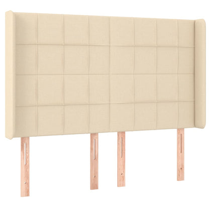 Letto a Molle con Materasso e LED Crema 140x190 cm in Tessuto