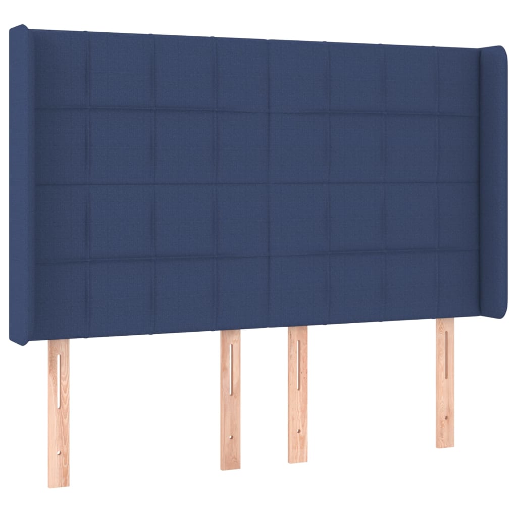 Letto a Molle con Materasso e LED Blu 140x200 cm in Tessuto